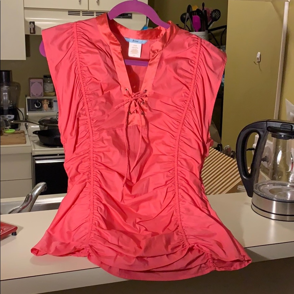Marciano ruched sleeveless blouse, size LG